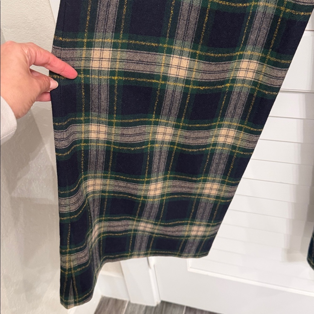 Sezane Navy and Green Plaid AZZIO TROUSERS - Picture 6 of 7